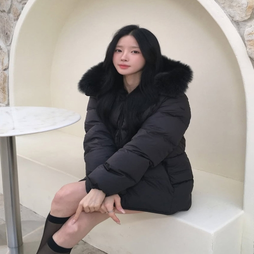 헤지스레이디스 여성 탈착카라 구스다운 패딩점퍼 HSJU5D014
