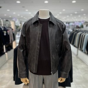 지오지아 비건레더 트러커 가죽자켓_AAG1JJ1102_BR_DG