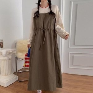 아이우먼 허리끈조절배색원피스 POV458M510 빅사이즈