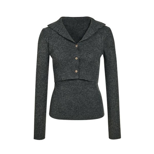 JJ지고트 여성 골지탑 레이어드 셋업 풀오버 GRAN1PO191