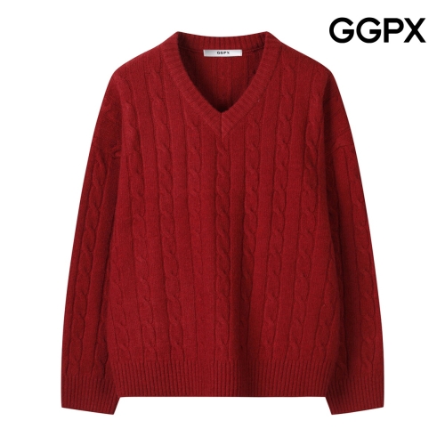 GGPX 여성 V넥 케이블 짜임 울 니트 GPAKP051F