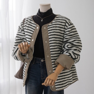 마담4060 리센 점퍼 데일리 여성 배색부클누빔-YLJP2511002