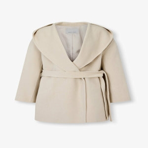 보브 여성 벨티드 숄 카라 후드 하프 코트 7155416006