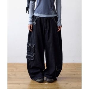 더콜디스트모먼트 THE COLDEST MOMENT TCM multi cargo pants black 194756