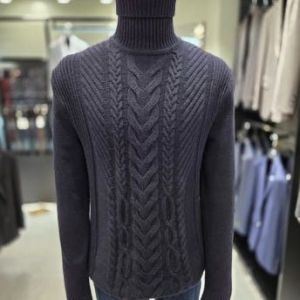 남성 가을 겨울 울 혼방 다크네이비 꽈배기 터틀넥 FF-JHUCX8310-0