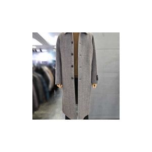 바쏘 남자 베이지 헤링본 울 캐시미어 핸드메이드 롱 코트 WSAFZ4CJ26A