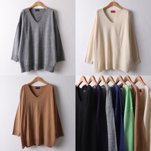 나야홍 위쉬몰 RM 브이밑트임니트긴팔티 I284H510 빅사이즈