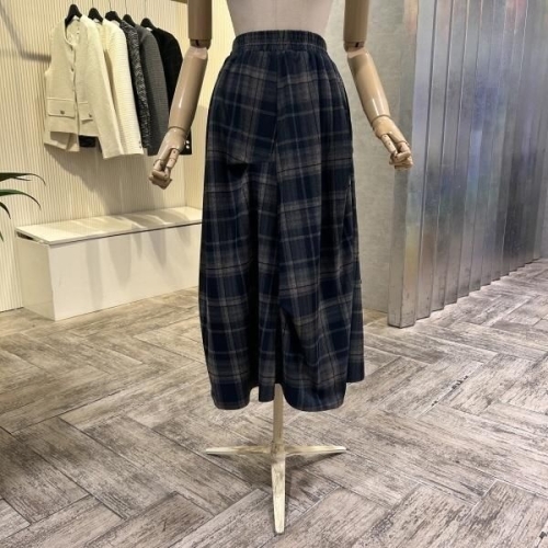 Ab.f.z AOA1HS34A_밴딩 셔링 체크 롱 스커트