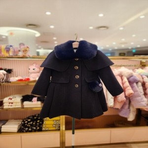 프렌치캣 5 여아 네이비케이프주름안감누빔코트 Q55DCC050