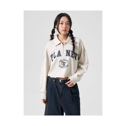 에잇세컨즈 반집업 크롭 스웨트셔츠 아이보리 324841LY20 467664