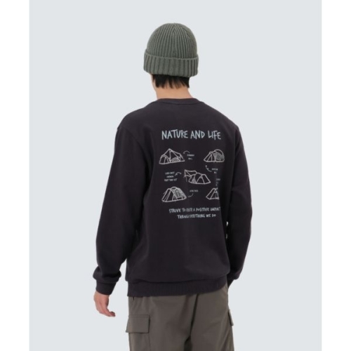 스노우피크 텐트 그래픽 맨투맨 S25FMFHT62 블랙