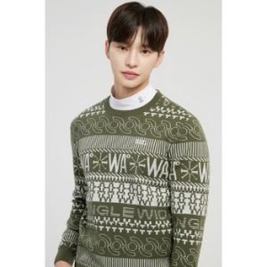 와이드앵글  WMW25K52GH 남성 CO 노르딕 패턴 라운드 스웨터