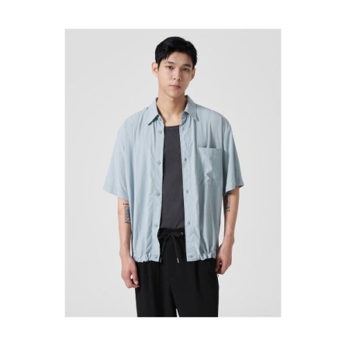 에잇세컨즈 레이온 블렌드 오버핏 반소매 셔츠 스카이 블루 424765DY1Q