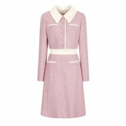 JJ  JIGOTT 지고트 솔리드 배색 트위드 원피스 GNAA0OP12_DG 8118356