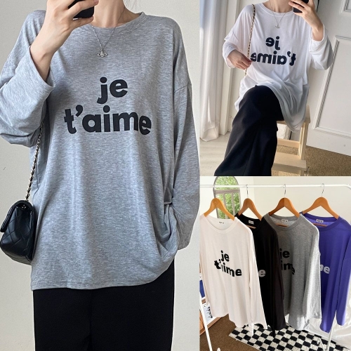 쥬뗌므 빅사이즈티 V565L511 심플 기모티셔츠 BA