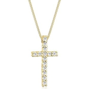 스털링  독일 엘리 목걸이 십자가 펜던트 925 실버 골드 도금 크리스탈 326943