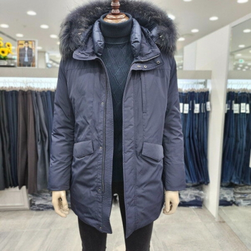 피에르가르뎅 다크네이비 이중에리 라쿤 덕다운 사파리 점퍼/PZJP4901