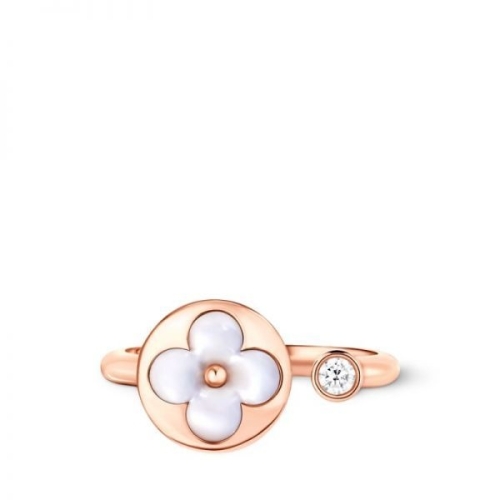 루이비통  미니 선 컬러 블라썸 링 로즈 골드 화이트 마더 오브 펄 다이아몬드 Q9L68A