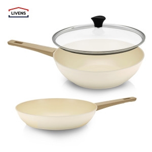 아소리빙 리벤스 세라믹 퍼펙트 IH 프라이팬 3종 (팬28+궁중28+유리뚜껑28)