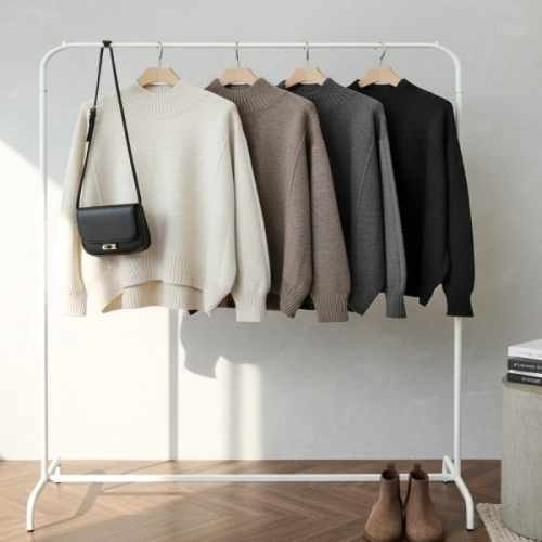 비스코스 다잇템 여자 폴라넥 언발 박시핏 컷아웃 클래식 니트_23650516_588870