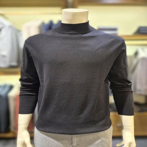 바쏘옴므 F/W BSZ4WN01A0 블랙 캐시미어 혼방 블렌딩 하프넥 반폴라 스웨터