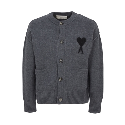 아미 남녀공용 드 꾀흐 빅 하트 로고 인타르시아 가디건_UKC368 018 0504