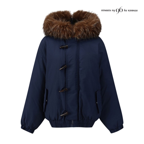 96NY 배색 후드퍼 더플 패딩 점퍼 NPBJP003M0