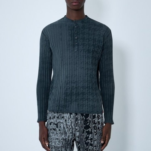 디젤 T Ally Pie 올오버 패턴 디테일 리브 헨리넥 탑 A21589 0QKBU 02A