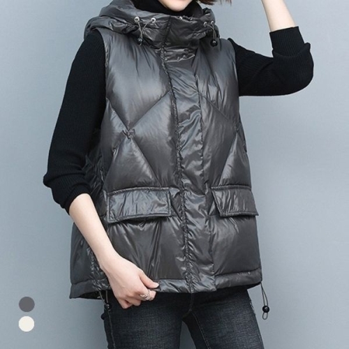 화세 후드사이드셔링패딩베스트_HB5WPV010C