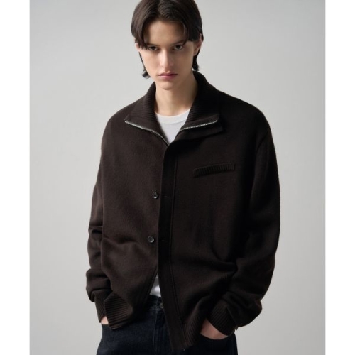 브랜드 드로우핏 DRAW FIT 울 프로트 집업 버튼 니트 DARK BROWN 279834