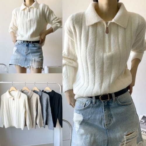 시드마켓 반집업카라줄패턴니트 510V431S 빅사이즈 여성