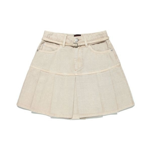 LEE 우먼 플리츠 미니 스커트 베이지 182642