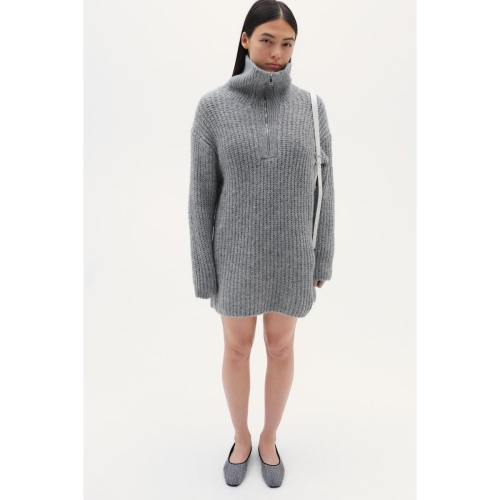 H&M 원피스 데일리 집탑 리브니트 드레스 그레이 멜란지 1232575004