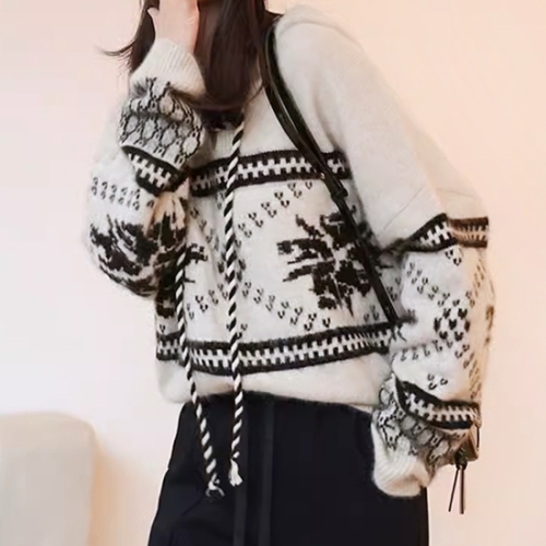 더블린 에스닉 스트링 후드 니트_T4DKN015C