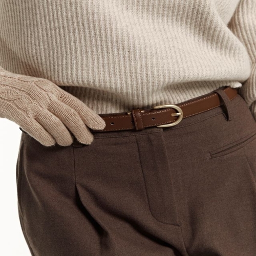 헤지스 여성 브라운 골드버클 소가죽 벨트 24mm_HJBE6E406W3