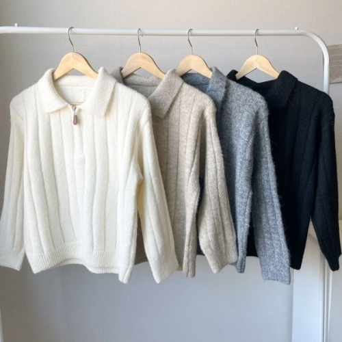 아이우먼 빅사이즈티 V431L510 일자라인패턴집업니트 NO