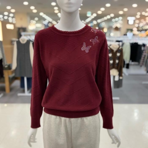 스위트숲 sh06 버터플라이 비즈 포인트 긴팔 니트 ABALKT2