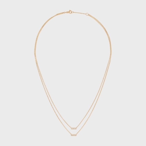 셀린느  라인 더블 목걸이 옐로우 골드 다이아몬드 화이트 460EE6GYD 37YW 국내A/S가능