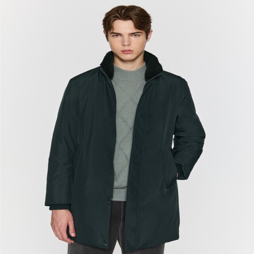 닥스 남성 다크카키 탈부착 퍼카라 롱 다운점퍼_DMJU5D303E3