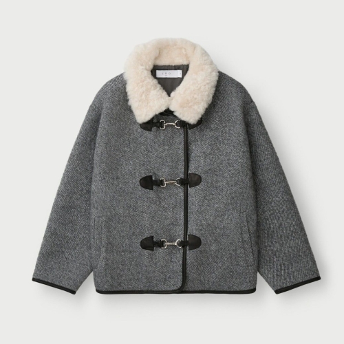 이로 여성 KASSON 퍼 카라 부클 자켓 IOJAW25106GYX-JS