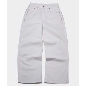 플레이스 스튜디오 로우라이즈 리벳 아일렛 더블 포인트 디테일 와이드 코튼 팬츠 화이트 1875459
