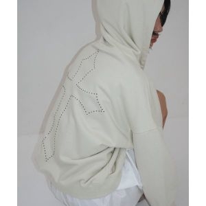 플레이스 스튜디오 쁨이 절개 라인 오버핏 큐빅 리벳 포인트 스웨트 후드집업 크림 1875510