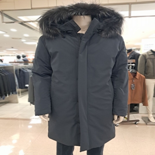 바쏘옴므 네이비 시베리안구스 폭스탈부착 롱패딩WS4UB68AN