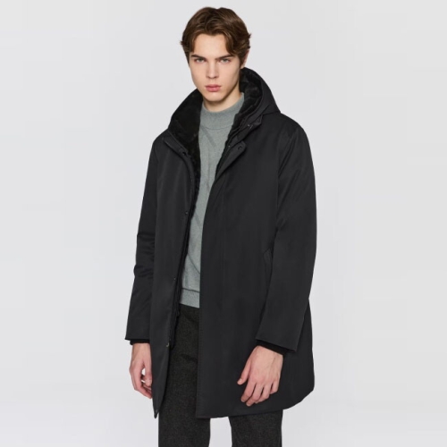 닥스 남성 블랙 후드 풀퍼 롱점퍼_DMJU5D071BK