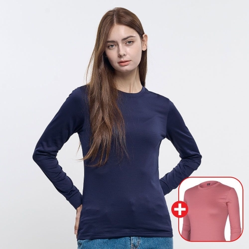 이지바이 BFL 1+1 핫걸 여성 겨울용 기모 라운드 긴팔 등산 티셔츠 KP4OP3LT066W