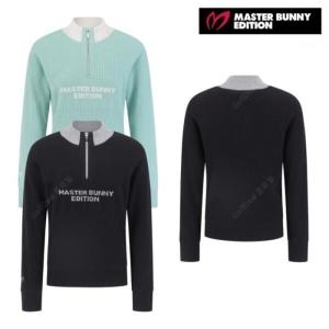 기타  MASTER BUNNY 여성 겨울 리브 레터링 울 집업 방풍 니트 21-D4SR4