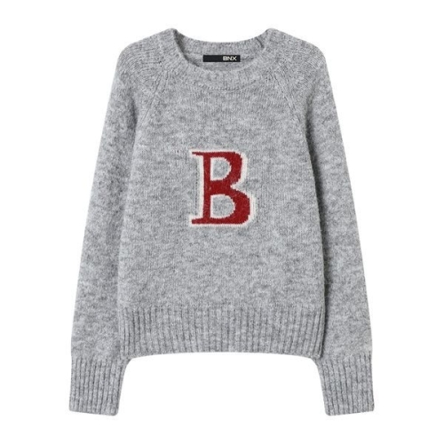 BNX 비엔엑스 비엔엑스알파벳 자수 라운드 레글런 니트 BX4KP022L0