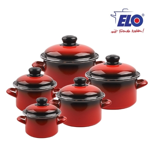 ELO  빨간법랑 깊은형 냄비 5종 (양수14,16,18,20,24)