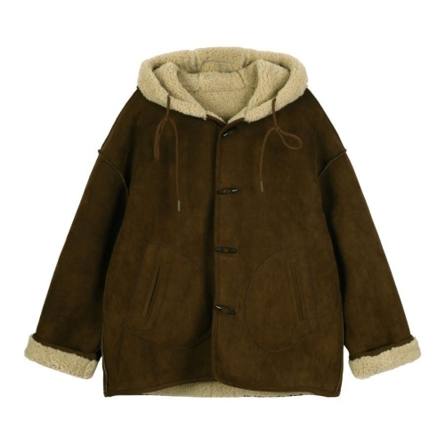 플라스틱아일랜드 여성 리버시벌 후드 무스탕 자켓 PR4MJ201