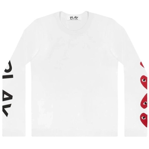 꼼데가르송 S사이즈 여성 화이트 4하트 슬리브 긴팔 AZT261